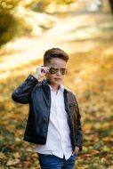 Mother and son spend time outdoors in the park